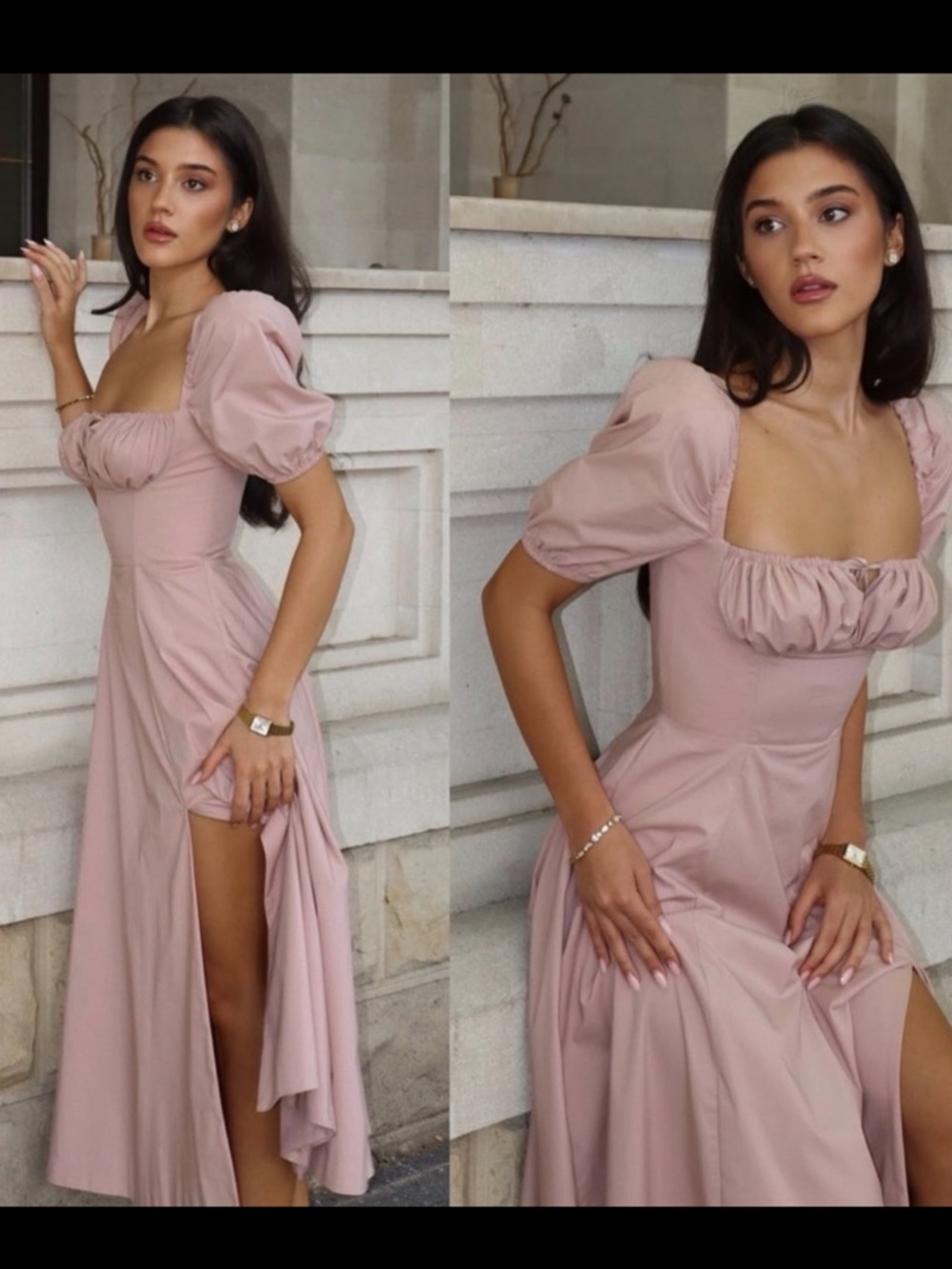 HOUSE OF CB 'Tallulah' Blush Puff Sleeve Midi Sundress /XSmall US2-4 $209